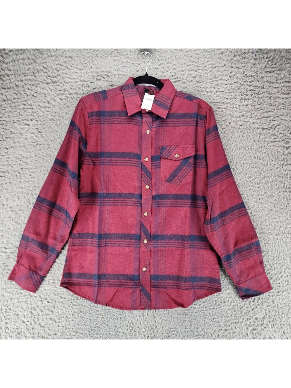 Smash Shirt Mens Small Red Plaid Flannel Long Sleeve Button Up *NWT*
